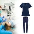 thumbnail image 1 of Conjuntos de uniformes de enfermería para mujeres, uniformes de SPA, cintura elástica, manga corta, transpirable, uniforme de trabajo sencillo, ropa , marino S Salvador Dali Exfoliante de enfermería, 1 of 10
