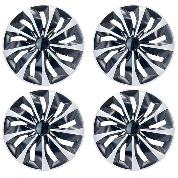 Elegant Choise 16" Set of 4 Black Wheel Covers Snap On Full Hub Caps fits R16 Tire & Steel Rim