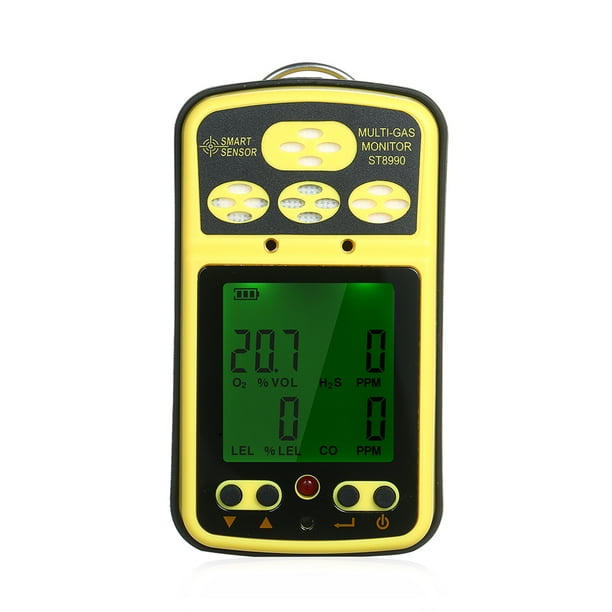 Riwesomey de con Sensor inteligente, Detector de 4 en 1 recargable, probador duradero, 2 modos de alarma, sensores legibles LCD con alarma Medidores de medidas dimensionales Riwesomey TO009613-00B