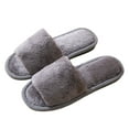 thumbnail image 4 of Womens Mens Open Toe Fuzzy Slippers for Guest Hotel Spa Travel Memory Foam House Shoes Winter Warm Ladies Home Slip on, 4 of 5