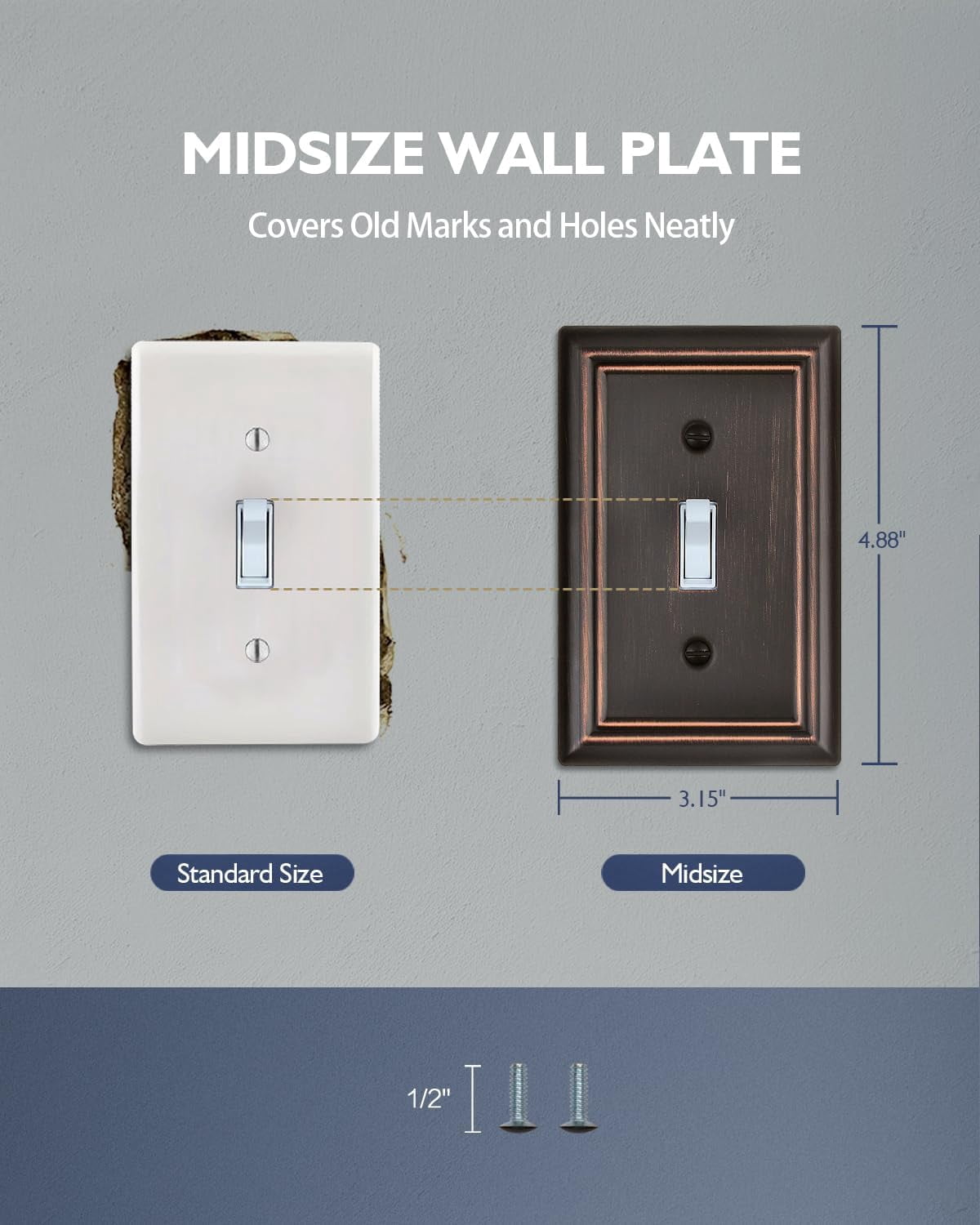 Metal Wall Plates, Decorative Switch Plates and Outlet Covers (Aged Bronze/1 Toggle 4 Pack)