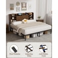 thumbnail image 4 of Farmhouse King Size Bed Frame with Move Storage Headboard & 2 Drawers, Platform Bed Frame with 3-in-1 Charging Station, Upholstered Bed Frames with Metal Slats Support, 4 of 9