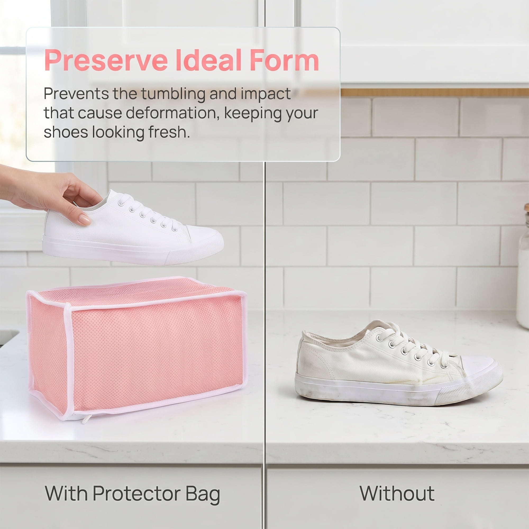 Unique Bargains Polyester Zippered Laundry Shoe Bag for Washing Machine Pink 13.4"x6.3"