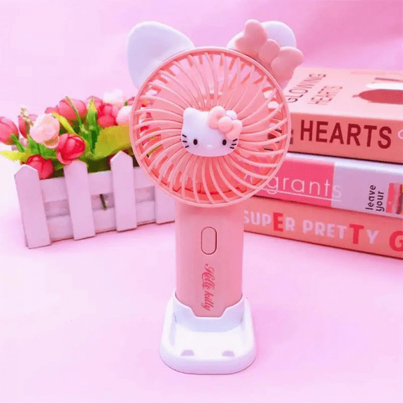 Mini Cartoon Hello Kitty USB Desk Fan - Portable Cute Personal Fan for Kids, Students & Home Use