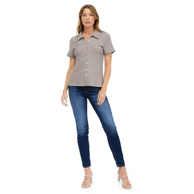 Blusa tejida con botones Roman Fashion /Juvenil, 231 (Gris) gris G