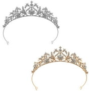 Glittering Royal Queen Crown Luxurious Rhinestones Chic Gorgeous Jewelries for Valentine's Day Christmas Gift  Silver