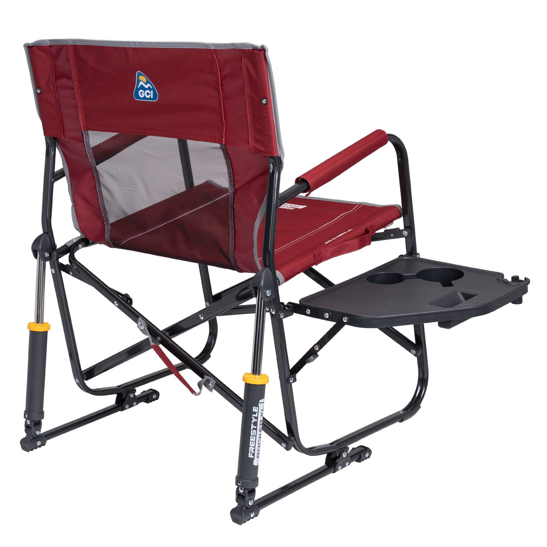 GCI Outdoor Freestyle Rocker XL with Side Table Oversized Rocking Camp Chair, Cinnamon