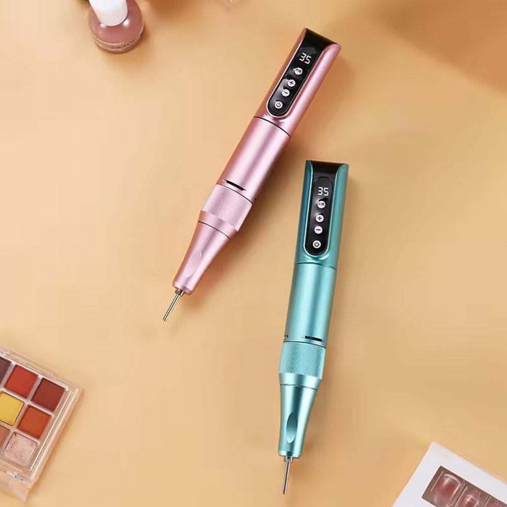 Electric Nail Drill File, Nail Drill Electric Nail File Kit, Rechargeable Efile Set, Nail Machine Kit Manicure Pedicure Tools Polishing Set for Salon Home - Green