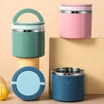 thumbnail image 2 of Portable Stainless Steel Breakfast Cup Soup Bowl Thermal Storage Container Sealed Bento Box with Handle Pink 1000ml, 2 of 8