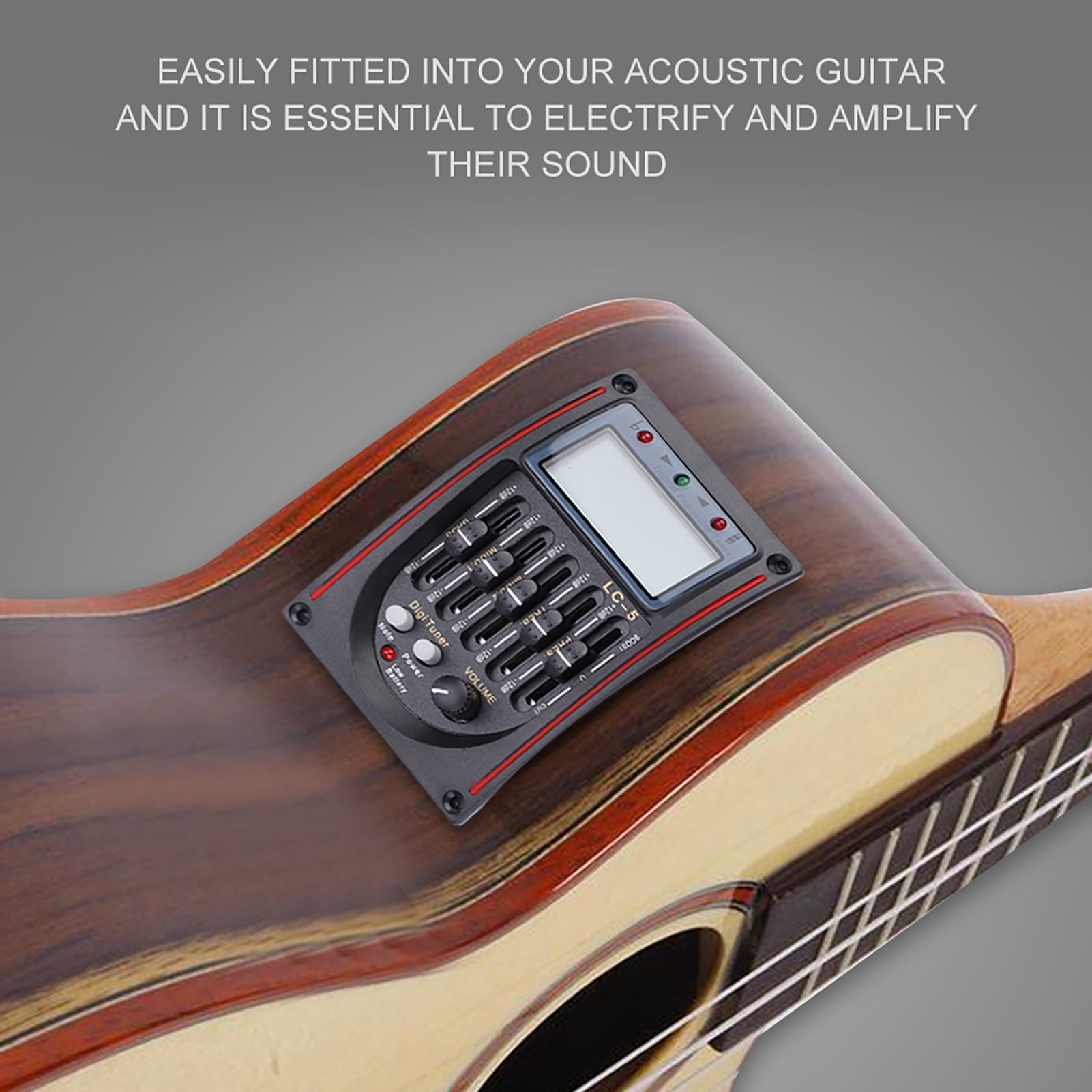 LCD 5-Band Acoustic Guitar Preamp EQ LC-5 Equalizer Tuner Piezo Pickup