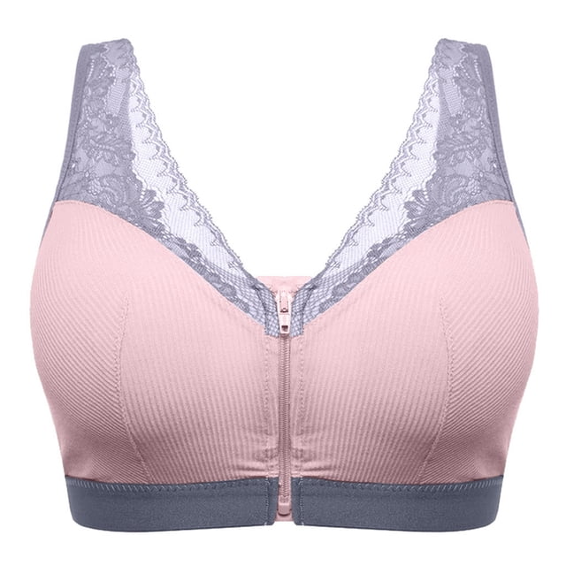 Women Adjustable Zero-pressure support Bra Front Zipper Support Breast Best Bra