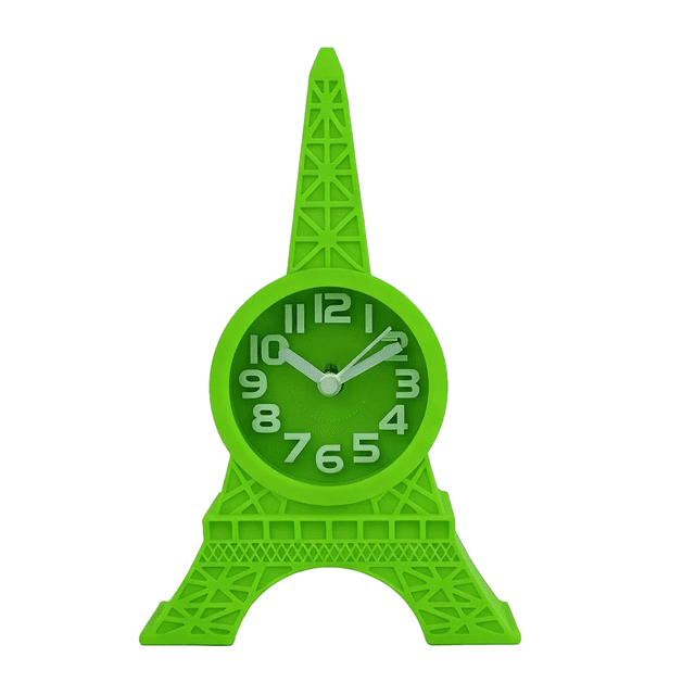 Despertador creativo de plástico verde con diseño de Torre Eiffel para niños