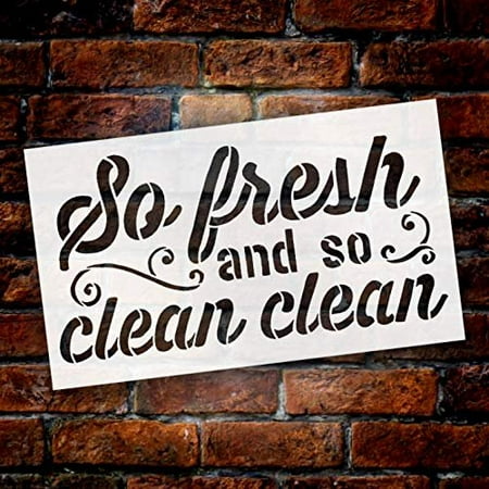 Bathroom Humor So Fresh and So Clean Clean Stencil by StudioR12 | Wood Sign | Word Art Reusable | Cabin Wall | Painting Chalk Mixed Multi-Media | DIY Home - Choose Size (12