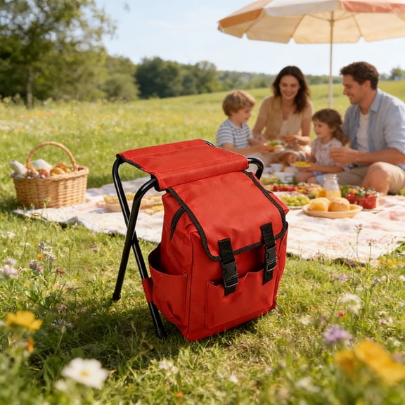 Camping Chair Backpack 2-in-1 Foldable Stool with 10L Storage and Adjustable Straps for Hiking, Fishing, Camping, Picnic, Beach