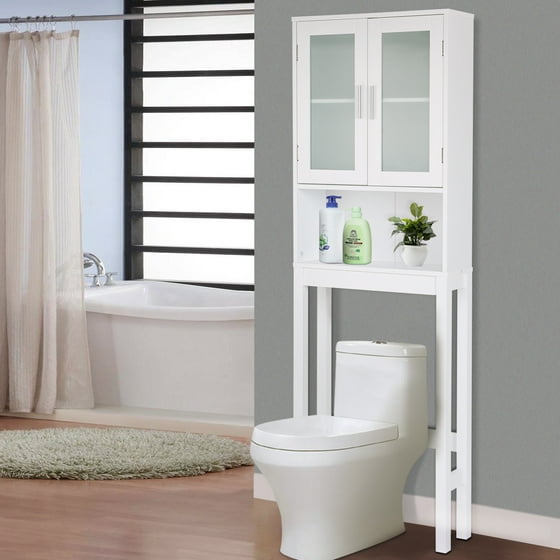 Costway Wooden Over The Toilet Storage Spacesaver Organizer