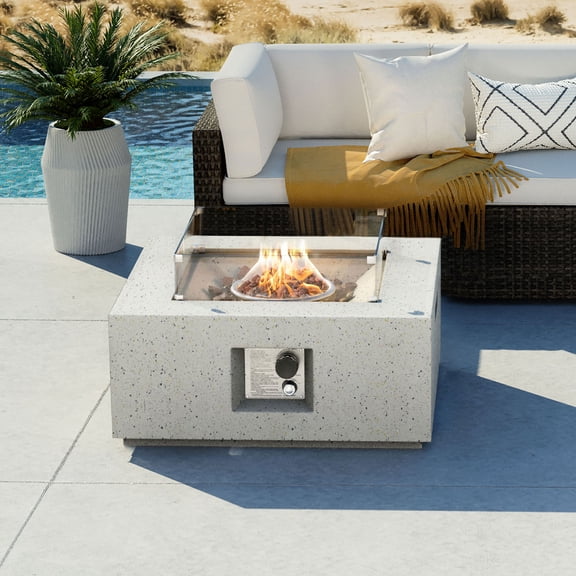 COSIEST 28-inch 40,000 BTU Terrazzo Square Concrete Outdoor Propane Fire Pit Coffee Table