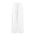 thumbnail image 5 of Women's Fuzzy Plush Pajama Pants Drawstring Elastic Waist Wide Leg Solid Color Pj Bottoms Lounge Pants White 2XL, 5 of 7