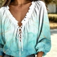 thumbnail image 5 of Kezqiaxn 3/4 Sleeve Tops for Women Summer Drawstring V-Neck Loose Casual Shirts Womens Blouses Plus Size Fashion, 5 of 8
