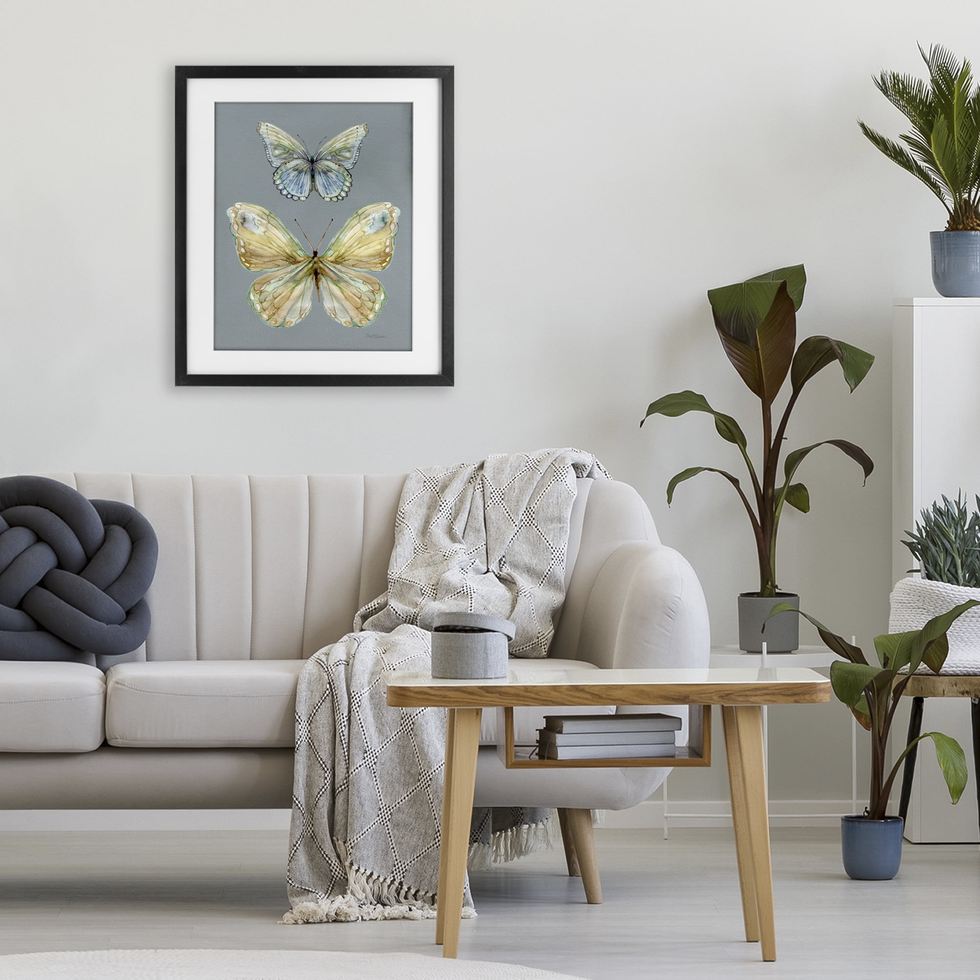 Stupell Industries Delicate Butterflies on Slate Black Framed Print Under Glass, design by Carol Robinson