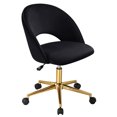 thumbnail image 3 of Furniliving Modern Rolling Mid-Back Armless Office Chair Swivel Upholstered Task Chair Open Curved Dining Chairs for Living Room Bedroom, Black, 3 of 11