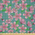 thumbnail image 2 of Ambesonne Cherry Blossom Fabric by the Yard Microfiber, Renewal and Hope, 10 Yards, Blue Grey Green and Pink, 2 of 2