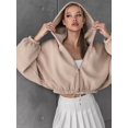 thumbnail image 2 of MSJUHEG Zip Up Hoodie Women Plain Hoodies Comfort Hoodie Sweatershirt Coat Full Zip Oversized Hoodie Travel Hoodie Hoodies for Men and Women Sweatshirt for Women Beige L, 2 of 8