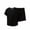 #02 Black 【Mix & Match: Stock Up on Your Favorite Colors】, variant on Women's Lounge Sets for Women, Polyester Round Neck Short Sleeve Pajama Tops & Pocket Wide Leg Shorts, Solid Cooling Womens Pajama Sets | TruHer,Pink XL