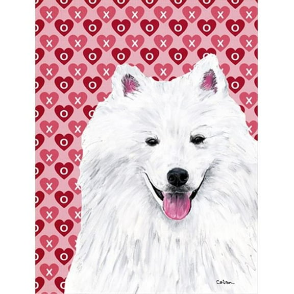 15 x 15 In. American Eskimo Hearts Love And Valentines Day Portrait Flag, Garden Size