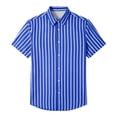 thumbnail image 5 of COSFO Button Up Short Sleeve Shirts for Men Striped Casual Summer Shirt Beach Collared Vacation Classic Fit Men's Shirts L, 5 of 5