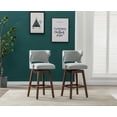 thumbnail image 3 of Guyou 30" Swivel Bar Stool Set of 2, Farmhouse Linen Upholstered Counter Height Bar Stools with Wooden Legs and Open Back for Kitchen Island Restaurant Home Bar Bistro, Grey, 3 of 11