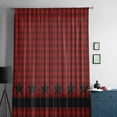 thumbnail image 5 of Red Black Plaid Semi Sheer Curtains Drapes for Living Room, Bedroom, French Doors Window 63 Inches Long, Country Vintage Star Abstract Gingham Rod Pocket Chiffon Curtain Drapery Voile Drape Panel, 5 of 6