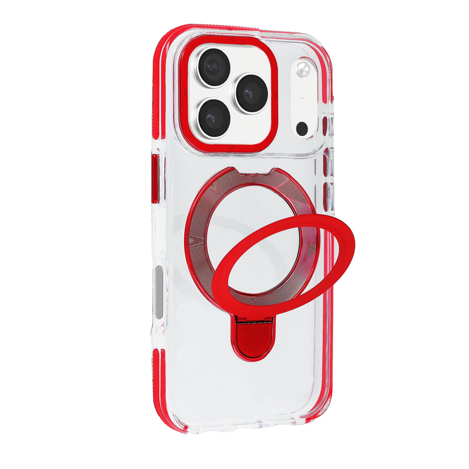 Clear Back Cover with Wireless Charging Support for iPhone 17 Pro Max - Red