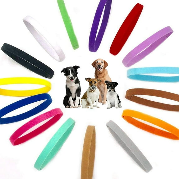 Walbest 12Pcs Puppy Whelping Collars, Puppy ID Collars, Double-Sided Soft Adjustable ID Bands for Newborn Pet Dog Cat (Random Color, S)