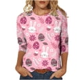 thumbnail image 1 of HKEJIAOI Hauts à Manches 3/4 pour Femmes à Imprimé Floral M Blouse d'Été, 1 of 5