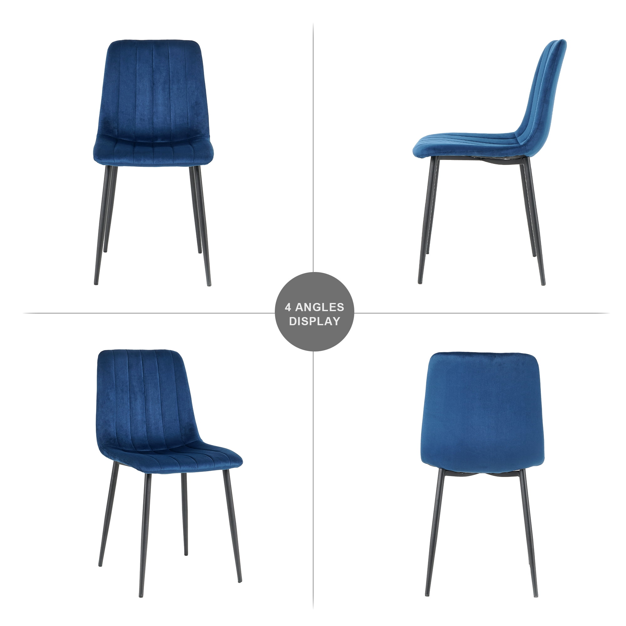 Set Of 4 Modern Upholstered Dining Chairs - Faux Leather, Thick Cushioned, Metal Legs, 300 Lb Capacity, Easy Assembly