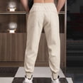 thumbnail image 5 of DODADAWANJ Cotton Sweatpants Men with String Big and Tall Drawstring Elastic Waist Sweatpant with Pockets Loose Fit Workout Joggers Pants Beige XXL, 5 of 10