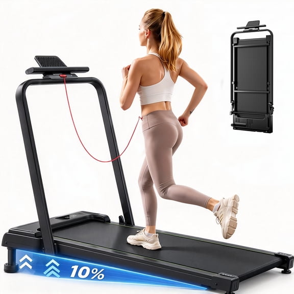 Treadmill with Incline 2.5HP, 0.62-7.5MPH Walking Pad Treadmill with 12 HIIT Programs, 300 Lbs Under Desk Treadmill,LED Display & Remote Control
