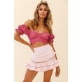 thumbnail image 4 of Women's Ruffle Short Sleeve Tie Up Back Crop Top Off Shoulder Bardot Blouse,Rose,XL, 4 of 8