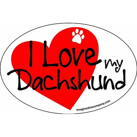 Imagine This 4-Inch by 6-Inch Car Magnet Heart Oval, Dachshund