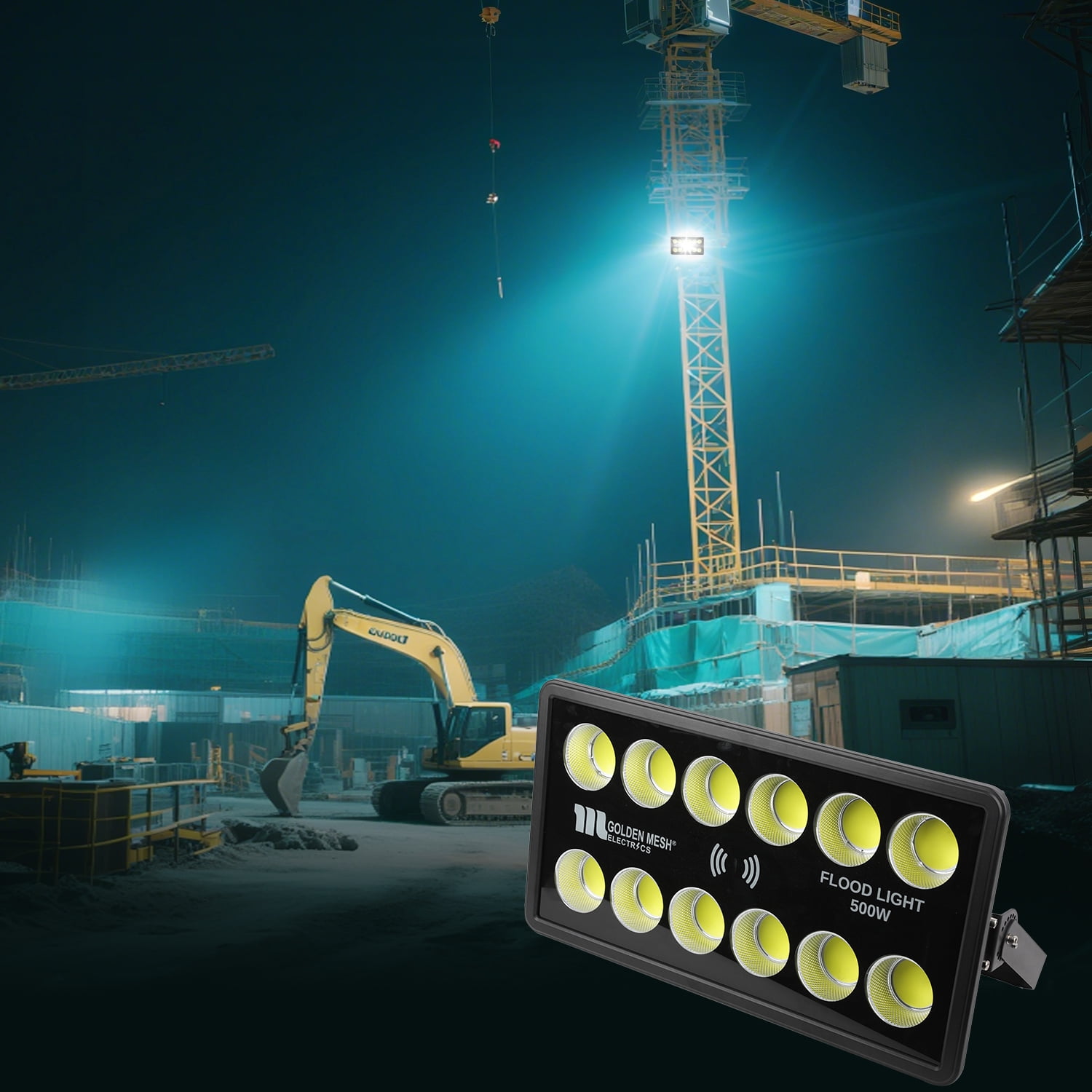 HOODINK 1 Pack LED Flood Light Outdoor, IP66 Waterproof 500W, 6000K Cool White Light for Garden, Yard, Park, Landscape, Security, Billboard Lighting