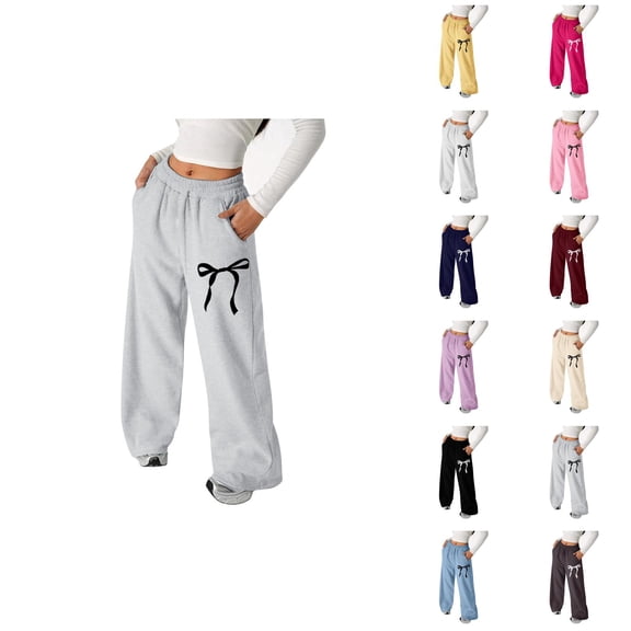 Girls Wide Leg Sweatpants Loose Casual Track Pants with Pockets Straight Leg Girls Pants Big Kids School Athletic Bottoms