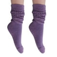 thumbnail image 5 of 3 Pairs Cotton Slouch Cotton Socks Extra Heavy and Extra Long Shoe Size 5-10 (Purple), 5 of 11