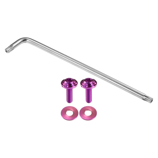 1 Juego de Tornillos Antirrobo para Placas de Licencia M6 de 1/4" - Kits de Sujetadores de Seguridad para Marco de Placa de Coche con 2 Arandelas - Aleación de Titanio Púrpura