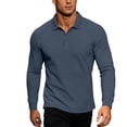 thumbnail image 2 of WXLWZYWL Winter Mens Tops Classic Turndown Collar Long Sleeve Two Button Placket Outdoor Business Top, 2 of 6