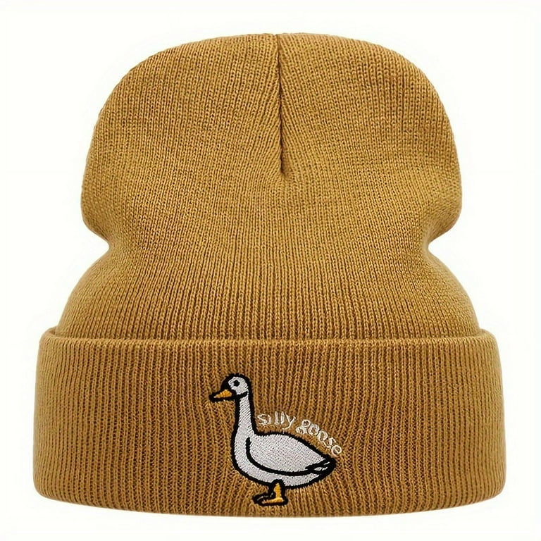 BLSCODE Silly Goose Embroidery Beanie Hat Winter Warm Knitted Hat