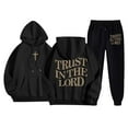 thumbnail image 2 of Dwelliawo Men's Tracksuit 2 Piece Hoodie and Sweatpants Christian Graphic Sweat Pullover Hoodies Jogging Running Pant Set Relaxed Fit Fall Winter Suit with Pockets Black 2XL, 2 of 3