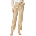 thumbnail image 1 of Pantalones a cuadros casuales Allegra K para Mujer Beige caqui claro S, 1 of 5