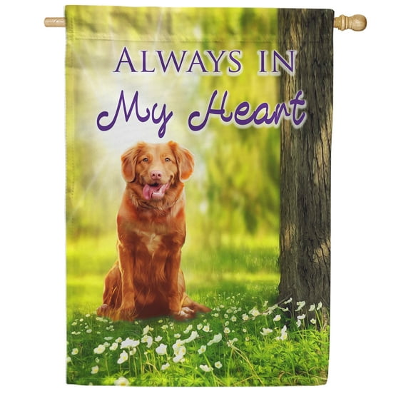 America Forever Pet Memorial House Flag - Always In My Heart, Lost Pet Dog Bereavement Remembrance - Double Sided Seasonal Yard Outdoor Decorative Flag - 28" x 40"
