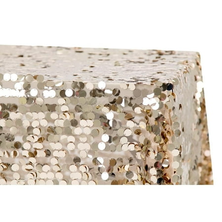 

1 Pc Large Payette Sequin Tablecloth 90 X132 Rectangular - Champagne For Wedding Baby Shower Quinceanera/Sweet 16 New Years Bash Anniversary Party
