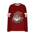 thumbnail image 4 of Neewe Bow Christmas Sweatshirt for Women Crewneck Christmas Tree Long Sleeve Shirt Xmas Holiday Party Pullover Sweater Tops, 4 of 5